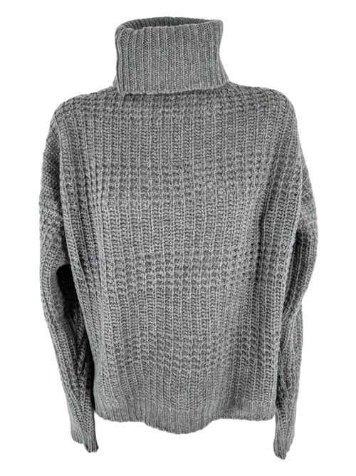Women's gray crochet turtleneck Base Milano | B8268-602654